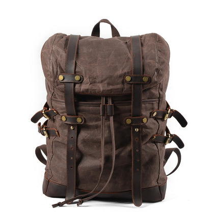 Men's Waterproof Waxed Canvas Backpack – 36-55L Retro Shoulder Bag for Travel, School, Outdoor & Daily Use