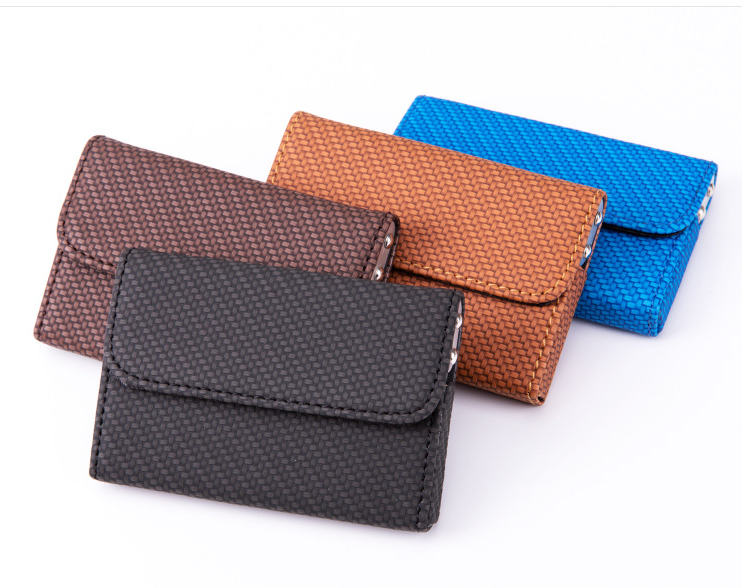 Business Card Case for Men – PU Leather, Customizable Logo, Business Gift, Available in Blue, Black, Brown, Apricot