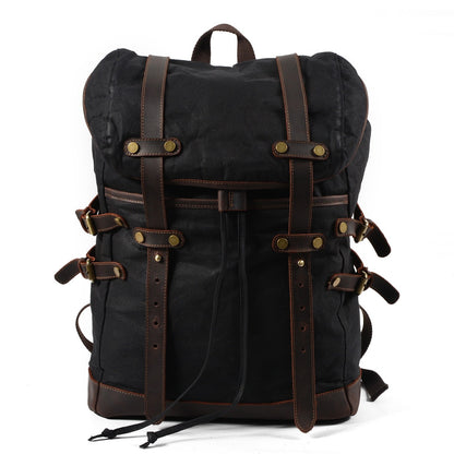 Men's Waterproof Waxed Canvas Backpack – 36-55L Retro Shoulder Bag for Travel, School, Outdoor & Daily Use