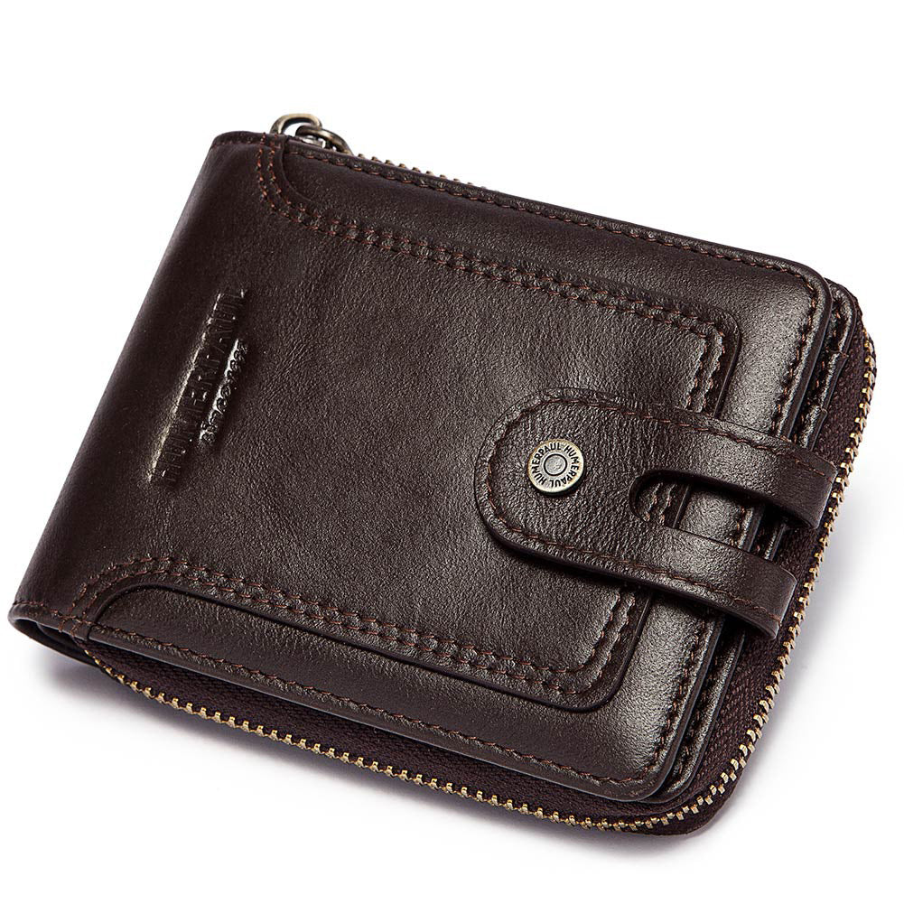 RFID Anti-Theft Travel Brush Wallet – PU Leather Multifunction Passport & Card Holder, 14.5 × 10.7 × 1 cm