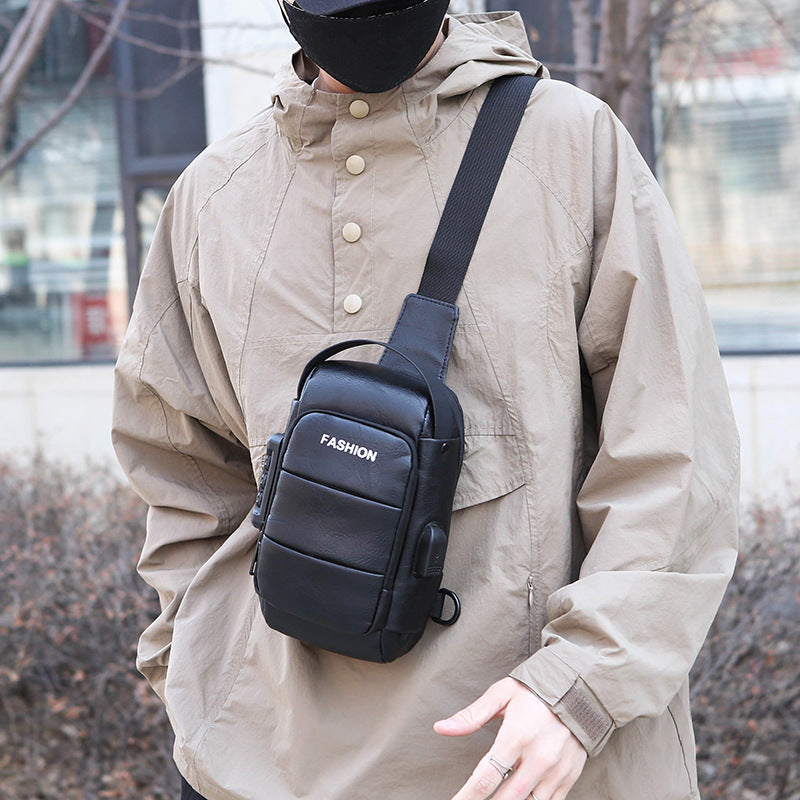 UrbanTech Men’s Waterproof Chest Bag – Compact Oxford Canvas Sling Pack (25 × 23 × 4 cm) for Travel, Daily Carry & Outdoor Use