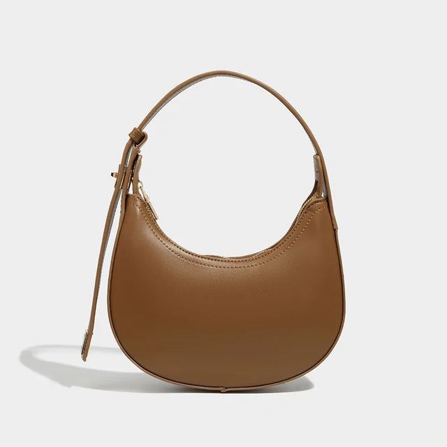 Half-Moon Soft PU Leather Shoulder Bag for Women – Stylish Small Tote, Underarm Purse, Lightweight & Trendy