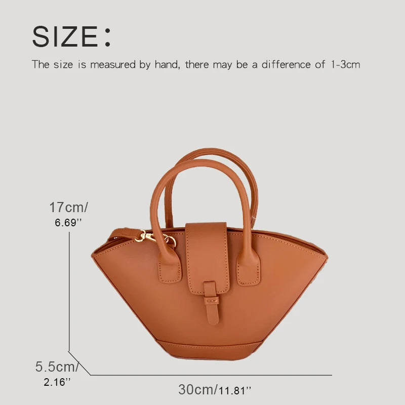 Vintage Shell Shoulder Bag – PU Leather Top Handle Messenger for Women, Stylish and Durable Handbag