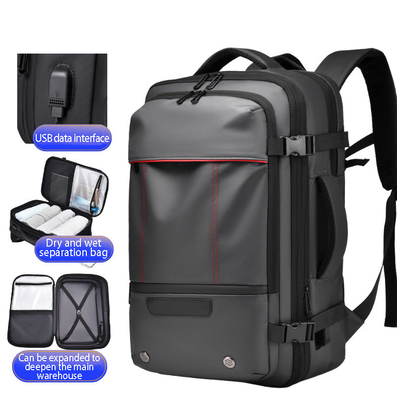 Men's Business Travel Backpack 36-55L | Oxford Waterproof Expandable Bag with Vacuum Compression & Laptop Compartment