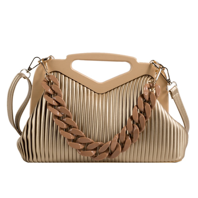 Triangle Pleated Shoulder Bag – Designer Crossbody Satchel for Women