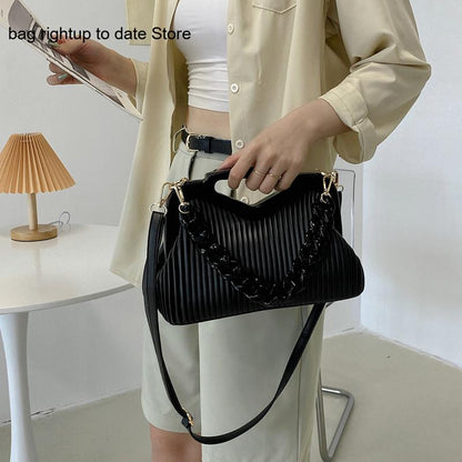 Triangle Pleated Shoulder Bag – Designer Crossbody Satchel for Women