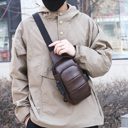 UrbanTech Men’s Waterproof Chest Bag – Compact Oxford Canvas Sling Pack (25 × 23 × 4 cm) for Travel, Daily Carry & Outdoor Use