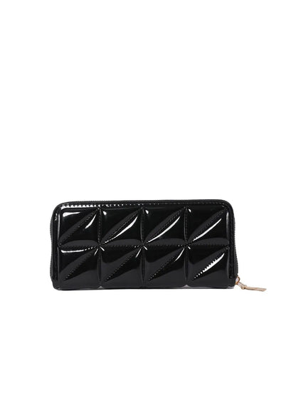 PU Leather Solid Color Wallet – Zipper Closure, Multiple Compartments, Stylish, Casual, Available in Black, Brown, White, Hot Pink