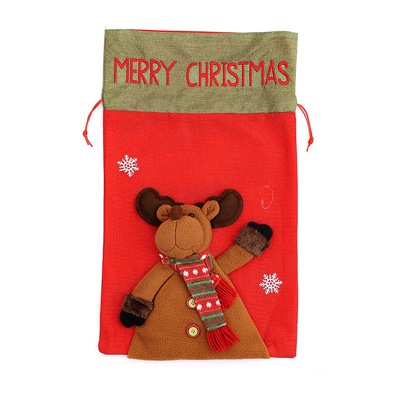 Christmas Gift Bag for Kids – Santa Claus, Snowman & Deer Backpack | 56x35cm Non-Woven Reusable Festival Bag