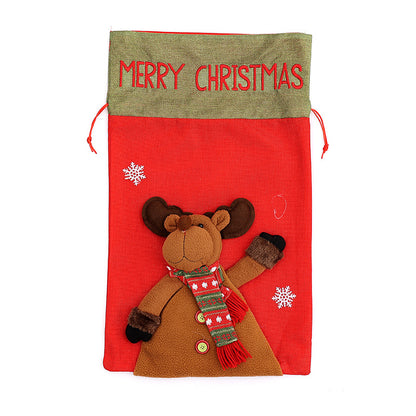 Christmas Gift Bag for Kids – Santa Claus, Snowman & Deer Backpack | 56x35cm Non-Woven Reusable Festival Bag