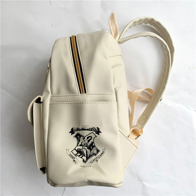 Cute Owl and Letter Casual Small Bag for Women & Girls – Beige PU Leather Backpack, School Bag, Stylish Shoulder Bag Gift