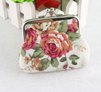 Women Coin Purse Retro Vintage Flower Wallet, Small Canvas Hasp Purse, Cute Kawaii Clutch Bag for Coins & Cash