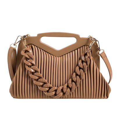 Triangle Pleated Shoulder Bag – Designer Crossbody Satchel for Women