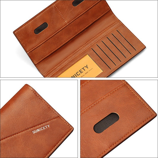 New Multi-Function Anti-Theft Brush Soft Leather Wallet – Ultra-Thin, Two-Fold, Casual PU Leather Clip Wallet for Men, Anti-Magnetic Design