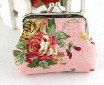 Women Coin Purse Retro Vintage Flower Wallet, Small Canvas Hasp Purse, Cute Kawaii Clutch Bag for Coins & Cash