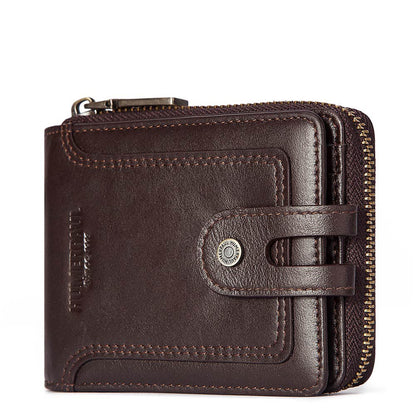 RFID Anti-Theft Travel Brush Wallet – PU Leather Multifunction Passport & Card Holder, 14.5 × 10.7 × 1 cm