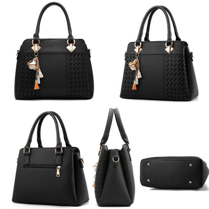 Vintage Tassel Leather Tote – Large PU Shoulder Handbag for Women