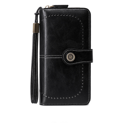 RFID Antimagnetic Wallet for Women – 3-Fold PU Leather, Zipper Buckle, Large Bill Holder, Solid Color, Multiple Card & ID Slots