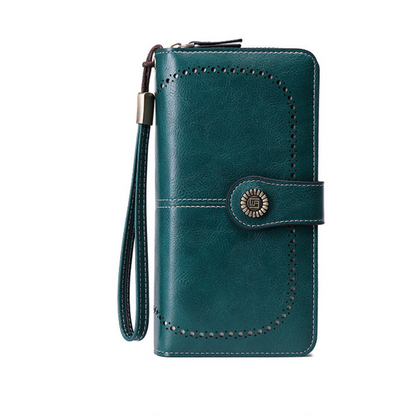RFID Antimagnetic Wallet for Women – 3-Fold PU Leather, Zipper Buckle, Large Bill Holder, Solid Color, Multiple Card & ID Slots