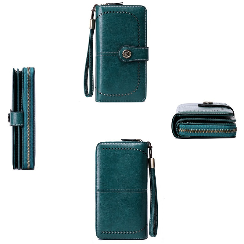 RFID Antimagnetic Wallet for Women – 3-Fold PU Leather, Zipper Buckle, Large Bill Holder, Solid Color, Multiple Card & ID Slots