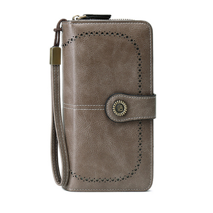 RFID Antimagnetic Wallet for Women – 3-Fold PU Leather, Zipper Buckle, Large Bill Holder, Solid Color, Multiple Card & ID Slots