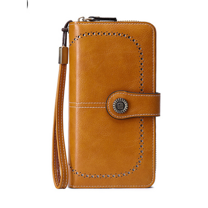 RFID Antimagnetic Wallet for Women – 3-Fold PU Leather, Zipper Buckle, Large Bill Holder, Solid Color, Multiple Card & ID Slots