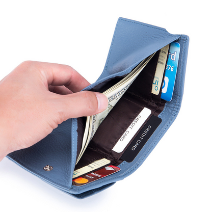 Small Wallet for Women – RFID Leather Wallet, Slim & Mini Design, 6 Card Slots, Coin Pocket, Durable Full Head Cowhide